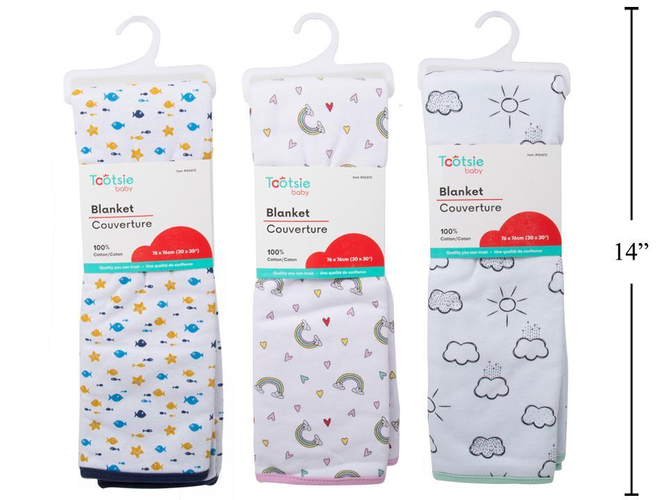 Tootsie Baby, Cotton Blanket, 2-Layer, 30x30", 3 asst