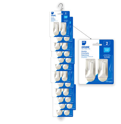 HOOKS-PLASTIC-RECT-L Clip-Strip 12/units