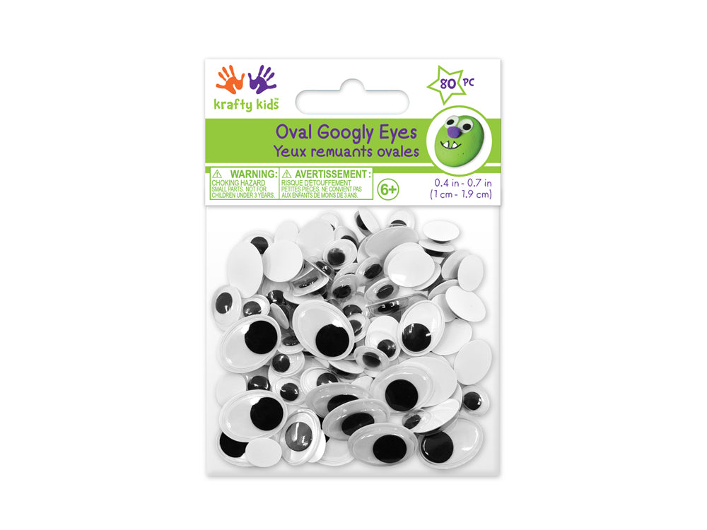 Paste-On Googly Eyes: Oval 10mm-19mm Asst x80 Black Standard