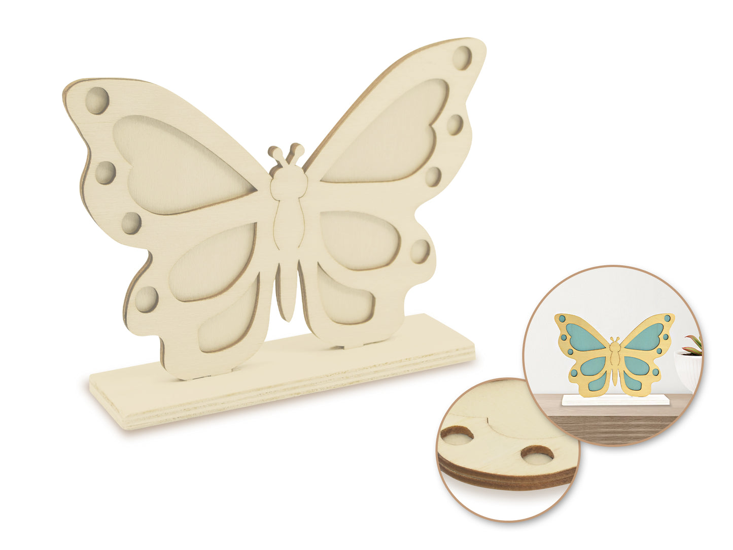 Wood Craft: DIY 6" 3D Shape Standing 5mm(T) A) Butterfly