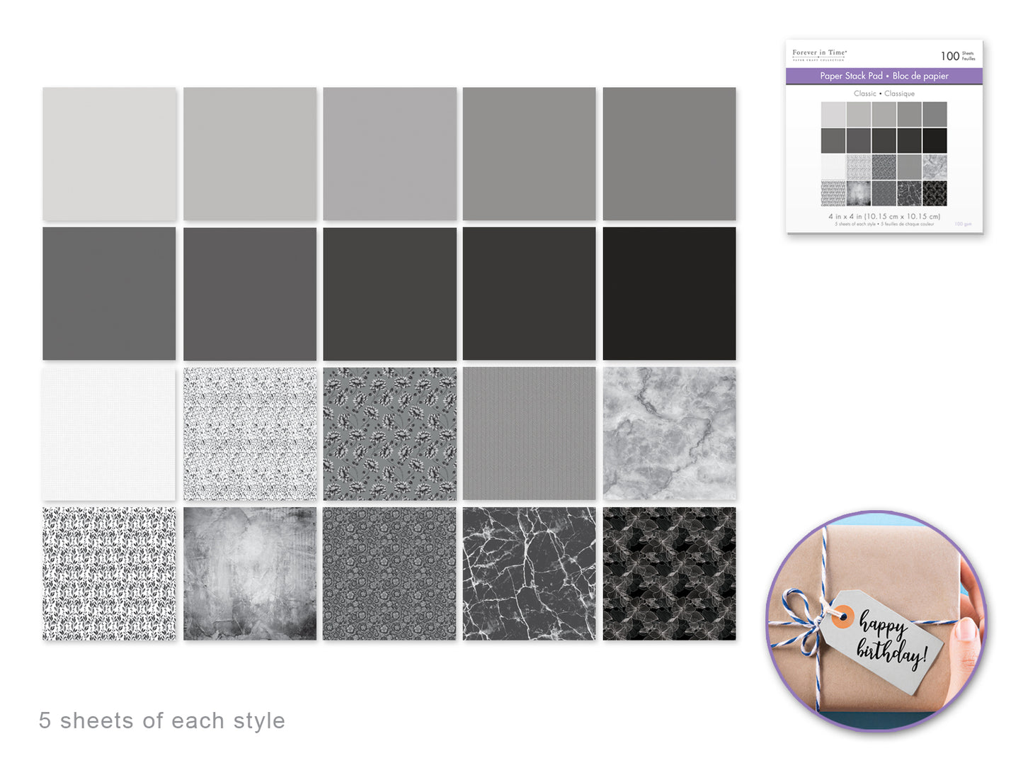 Paper Pad: 4"x4" Color Theme Stack Pad x100 5eax20styles 100GSM D) Classic