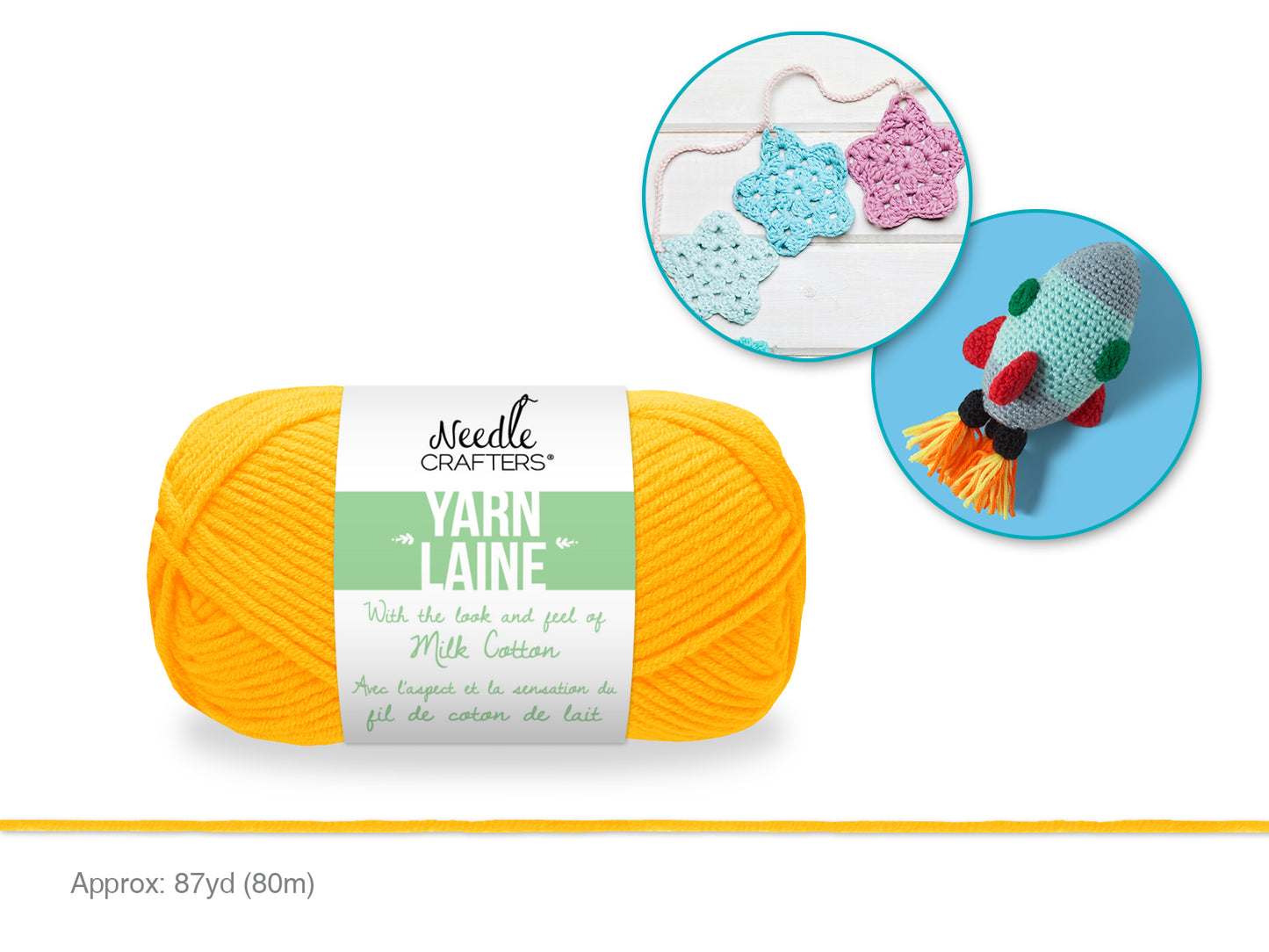 Needlecrafters: 50g Acrylic Milk Cotton Yarn A) Golden Yellow