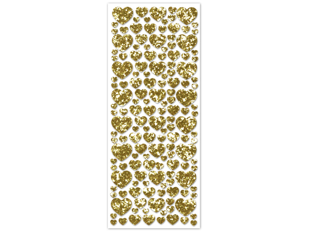 Paper Craft Sticker: 12.5cmx30.5cm Glitter Shapes C) Gold Hearts
