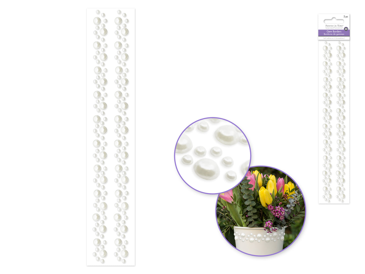 Paper Craft Sticker: 12" Ornate Gem Borders x2 G) Pearl Drops