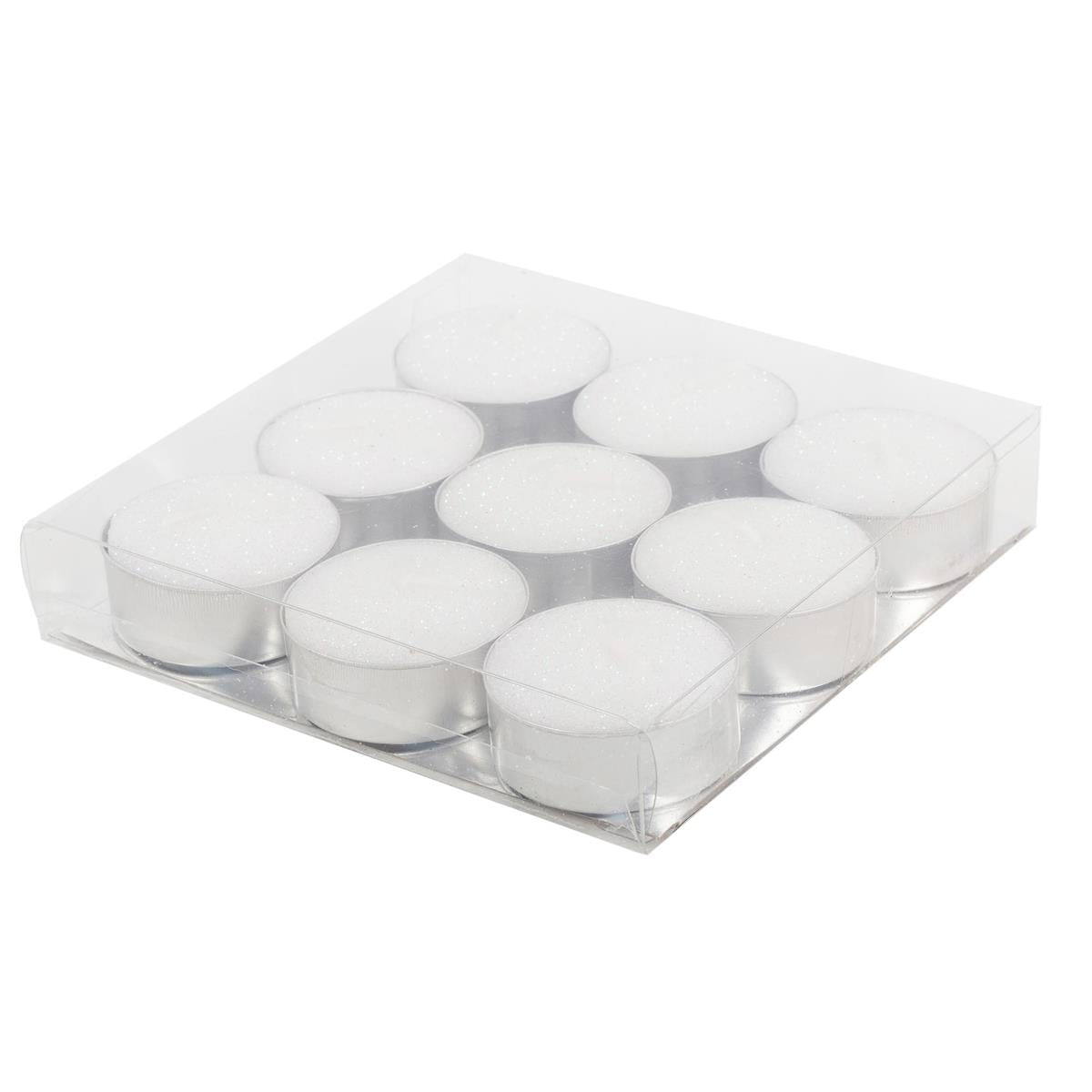 Enlighten 9pk Shimmer White Tealight Candles, pvc box