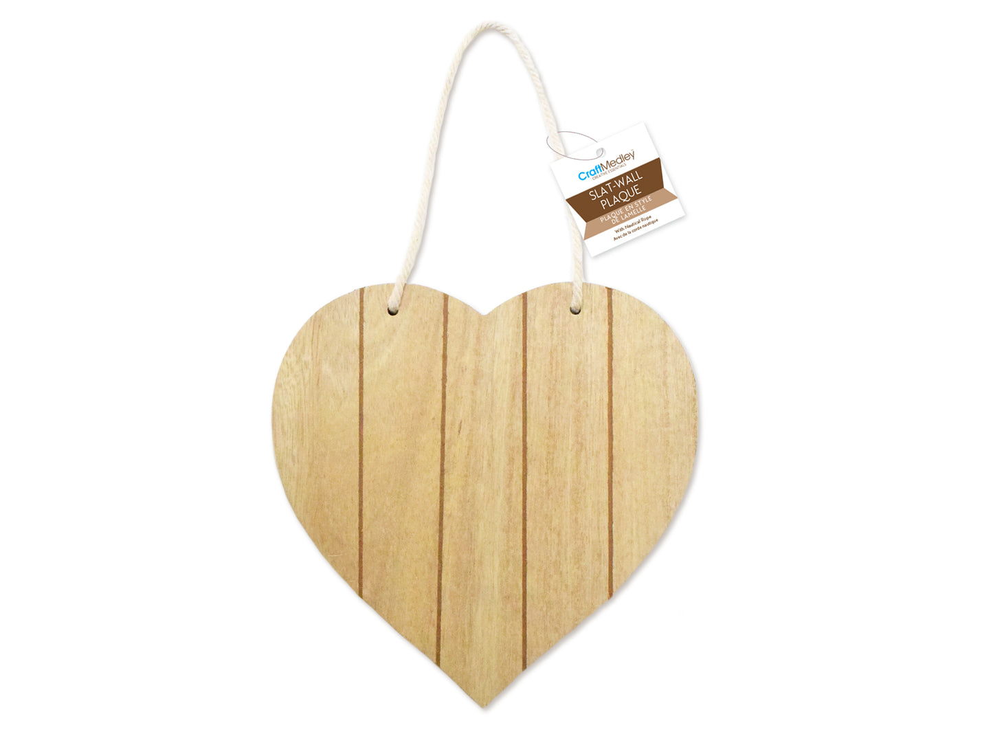 Wood Decor: 7.75" DIY Slat-Wall Hanger Plaques w/Nautical Rope B) Heart