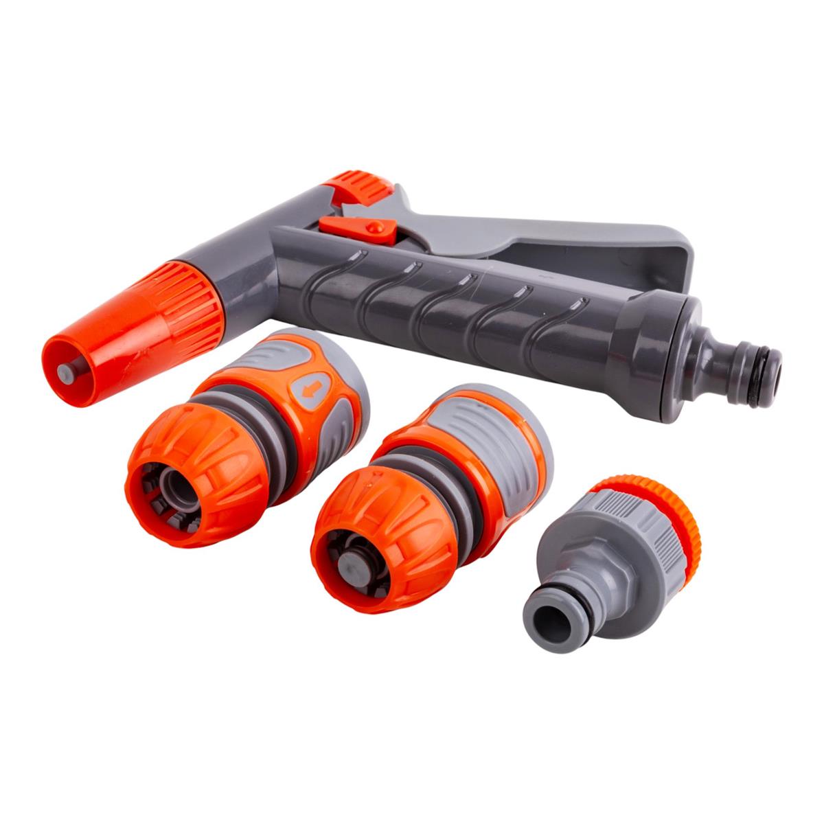 Garden E. 4pc Spray Gun Set, B/C 1 Sprayer, 2 Hose/1 Tap Connectors