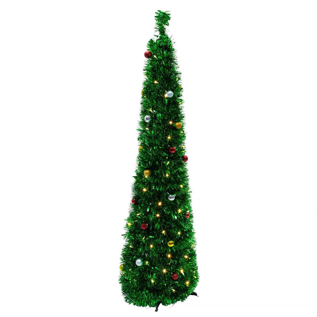 Deco N. 5ft Pop-Up Xmas Tree w/100 LED Lights & 36 Balls, ETL, Green, boxwhite box with color label