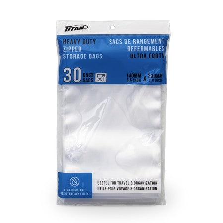 TITAN HD ZIPPER STOR. BAGS 140MM X 200MM 30 BAGS/PK