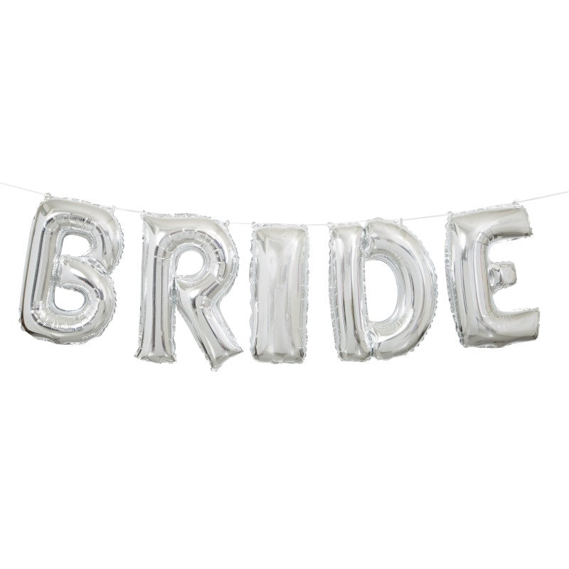 Silver Bride Foil Letter Balloon Banner Kit  14"