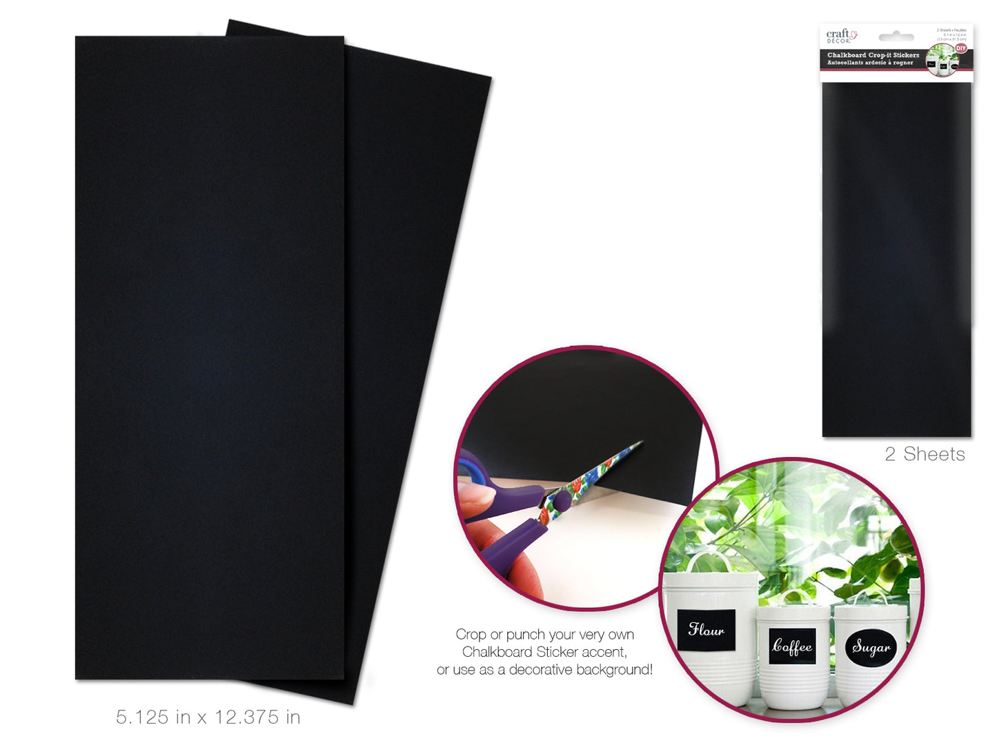 Craft Decor: Chalkboard DIY 5 1/8"x12 3/8" Crop-It Sticker x2 Sheets