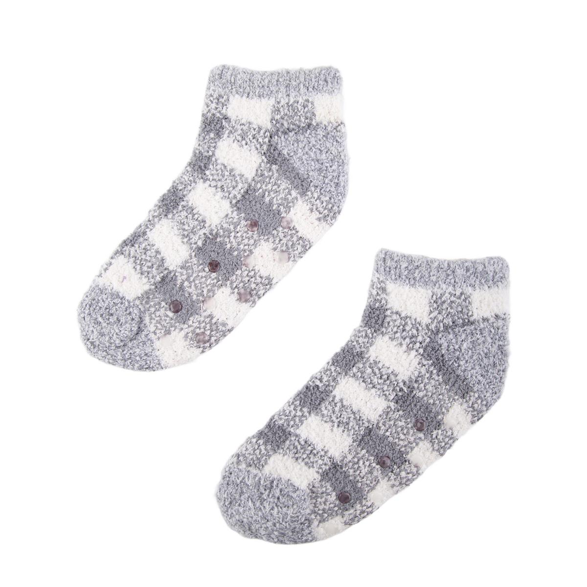 Nordic T. Ladies Fuzzy Socks, 2 asst, short w antislip, hc