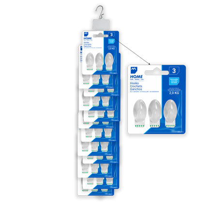 HOOKS-PLASTIC-OVAL-M Clip-Strip 12/units