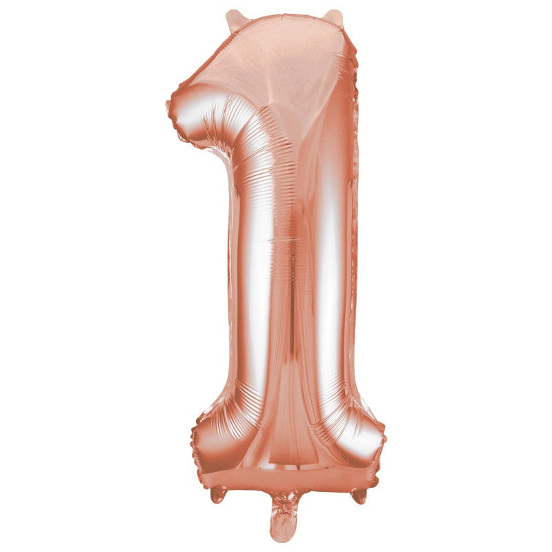 Rose Gold Number 1 Shaped Foil Balloon 34"  Packaged