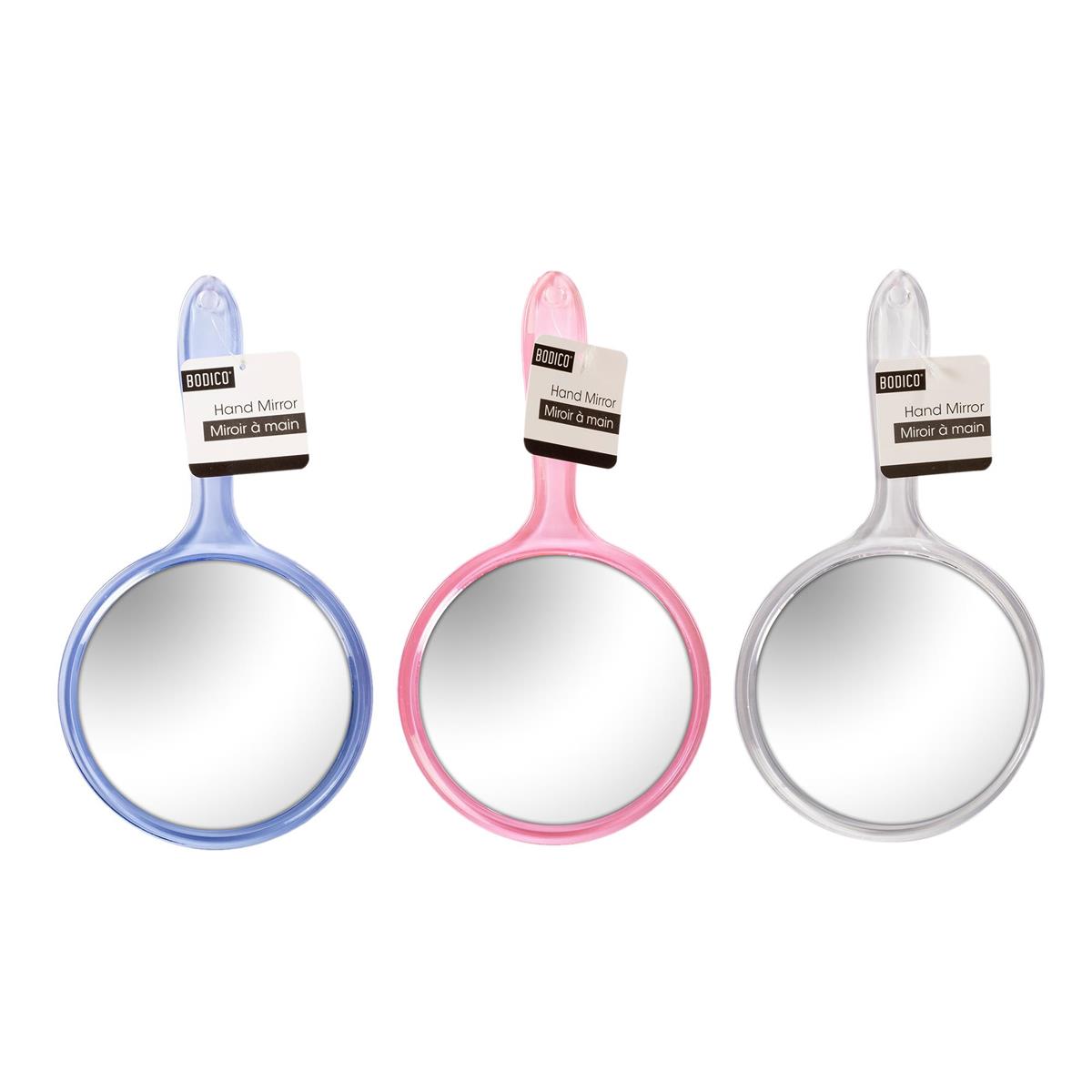 Bodico, Double Sided Mirror,12.5cm, 1x/2x, 3asst: clear/blue/pink, ht
