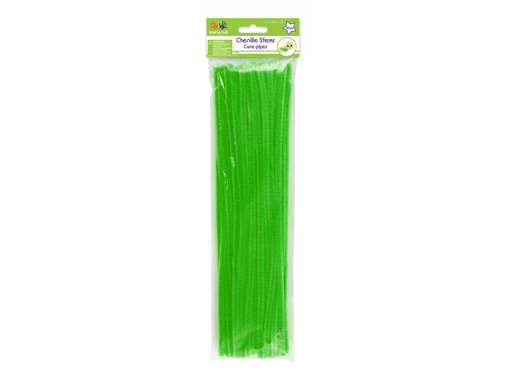 Chenille Stems: 6mmx30cm Standard Pipe Cleaners 40pc F) Kelly Green