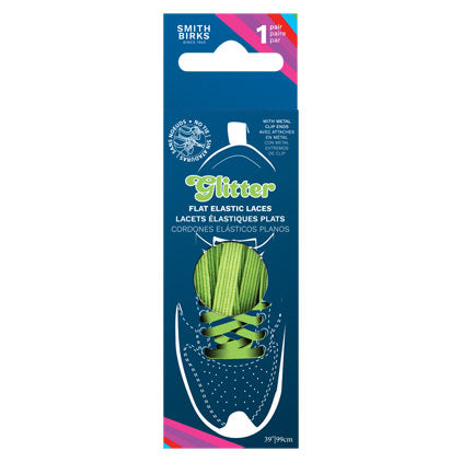 39" FLAT ELASTIC-NO TIE SHOE LACES-LIME GREEN (1PR