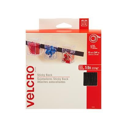 VELCRO® Brand Sticky Back 15ftx3/4" Tape Black