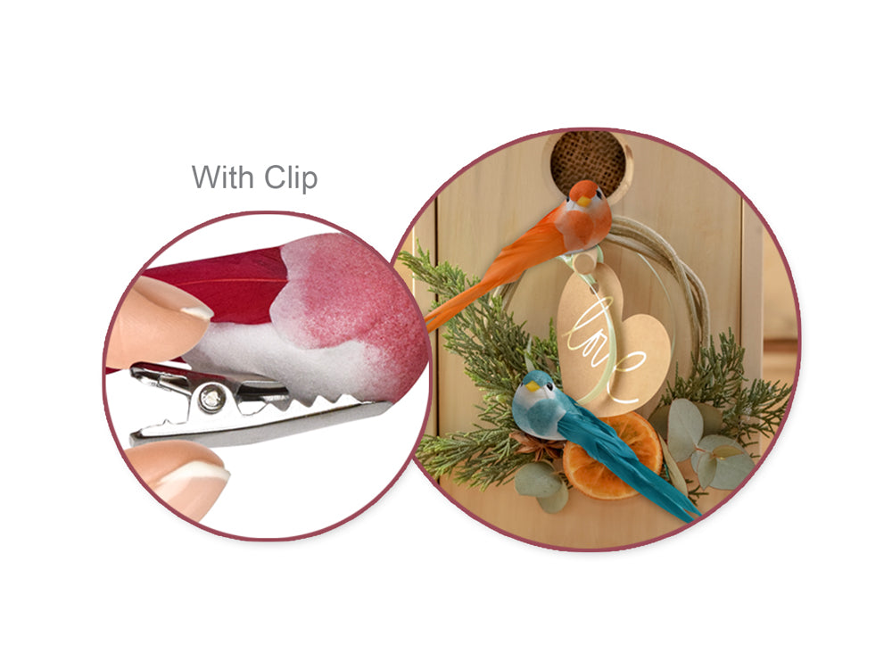 Craft Decor: 3.25" Mini Longtail Bird x3 w/Gator Clip A) Brights