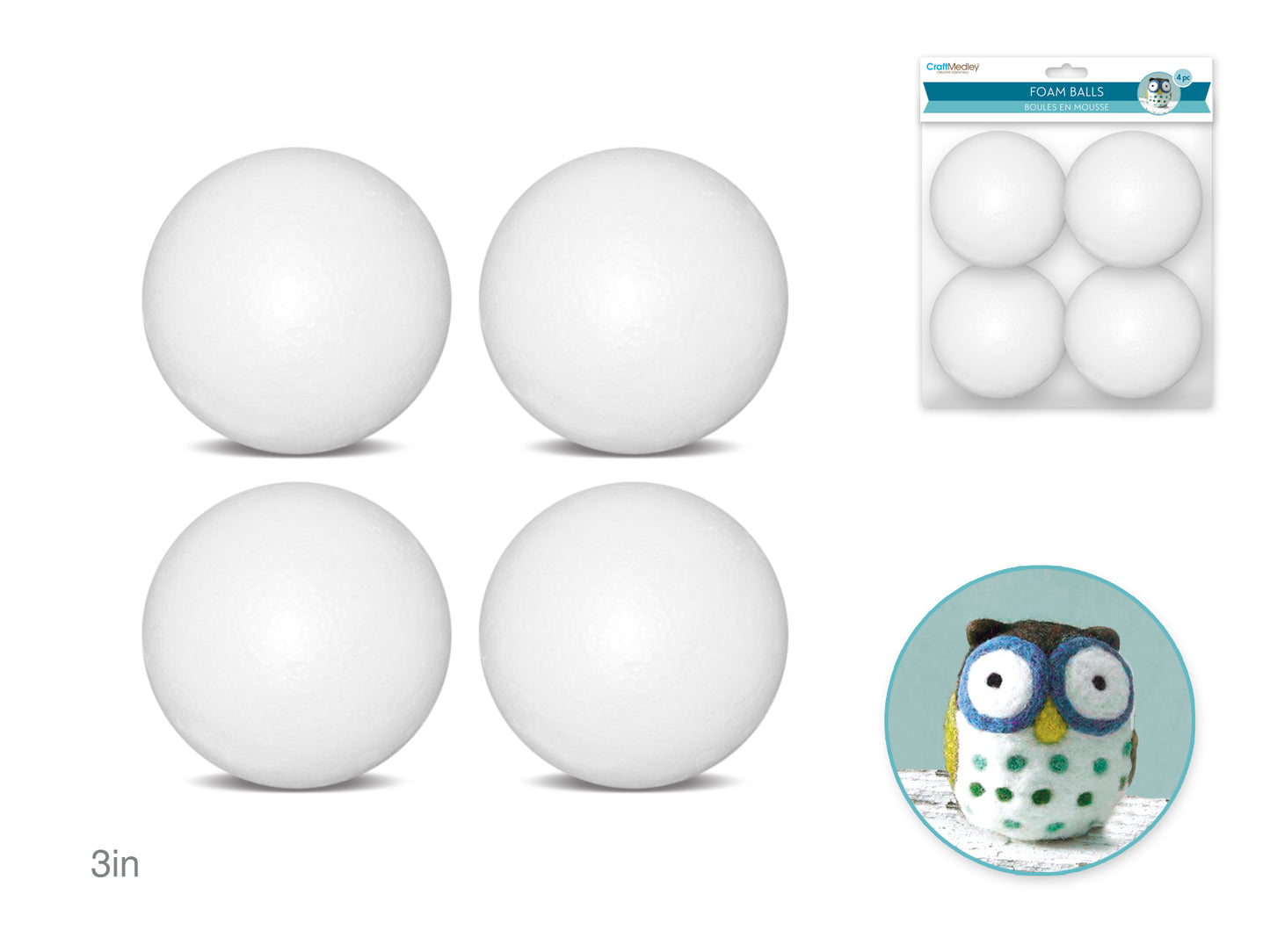 Polyfoam Ball: 3" 4/pk