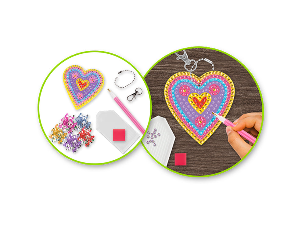 Krafty Kids Kit: Diamond Painting DIY Keychain Kit C) Heart