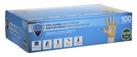 SANI-GUARD VINYL GLOVES MEDIUM 100/BOX