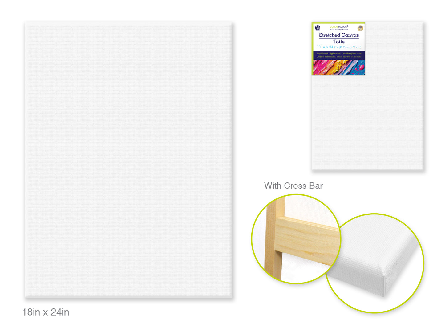 Stretch Artist Canvas: Rect. 18"x24" Primed Back-Stapled