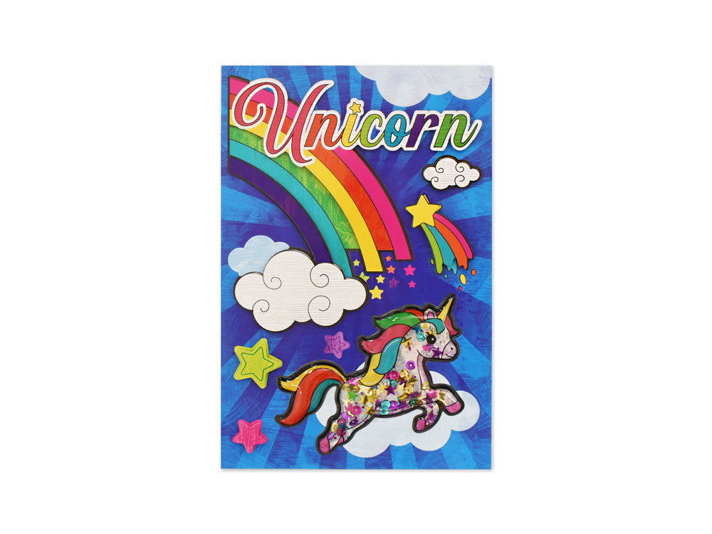 Handmade Sticker: 4.9"x7.3" 3D Shaker Series B) Unicorn