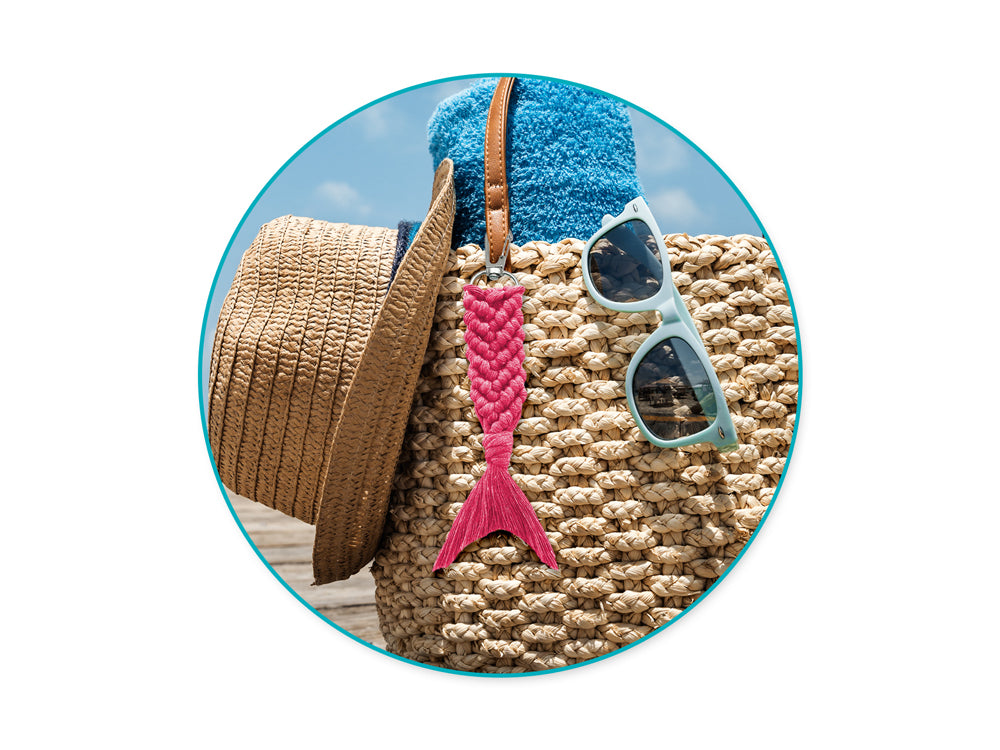 Needlecrafters: DIY Macramé Mermaid Keychain Kit w/Clasps~ Makes 2