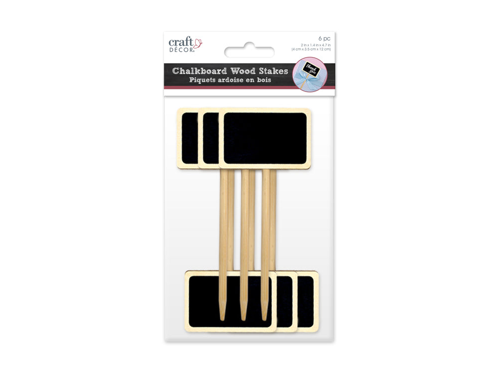 Craft Decor: Chalk-It-Up Wood Stakes 5cmx3.5cmx12cm 6pc A) Natural Rectangle Border