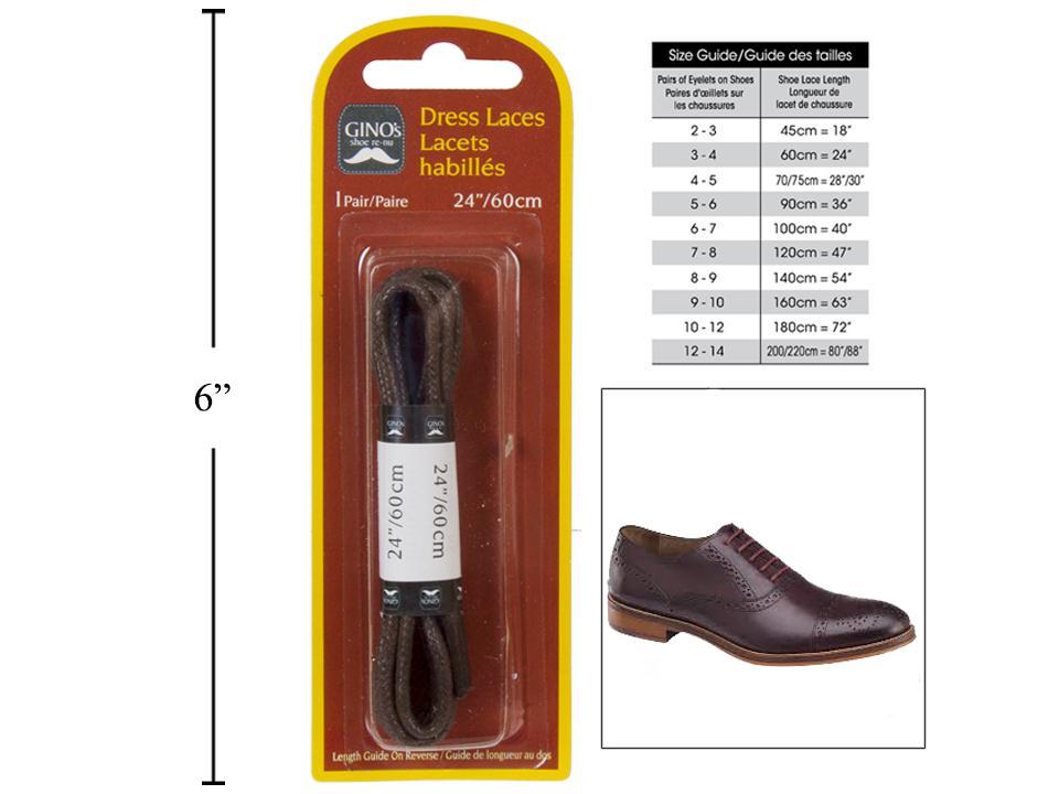 Gino's 1 Pair, 24" Dress Shoe Laces Brown, B/C