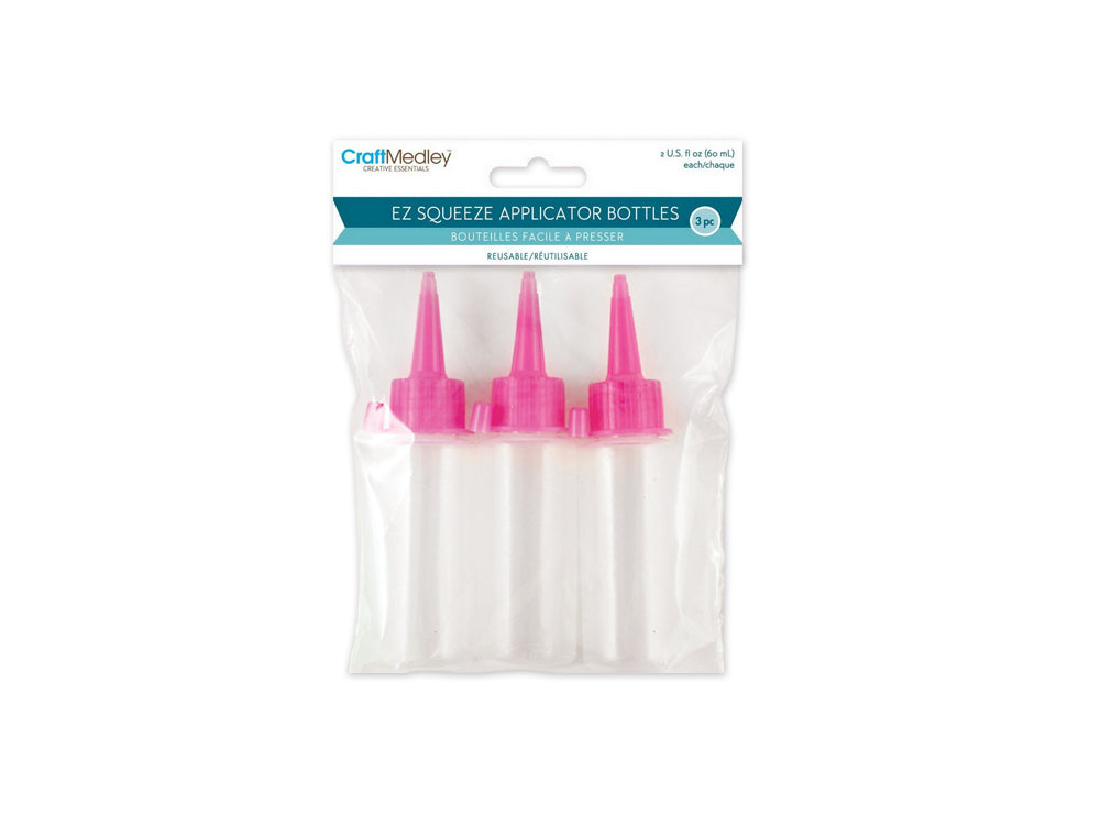 Plastic Bottles: 2 fl oz (59ml) EZ Squeeze Applicator Bottle x3 Reusable