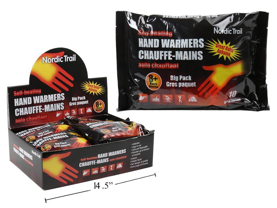 Nordic T. 10 Pairs Hot Pad Hand Warmers, printed bag, 8/PDQ