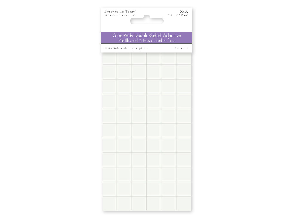Clear Glue Pads: 1/2" Square 66pc High-Tack Flat Acid free
