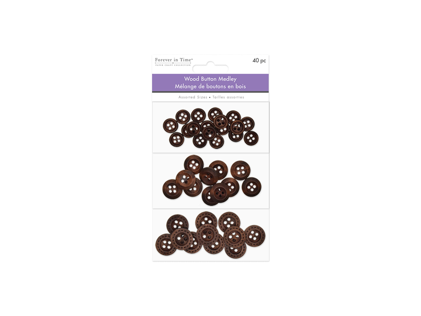 Button Embellishment: Wood Button Medley 3-Tier B) Round Medley