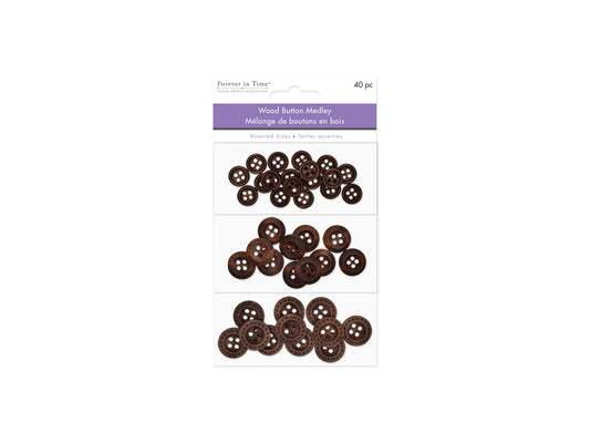 Button Embellishment: Wood Button Medley 3-Tier B) Round Medley
