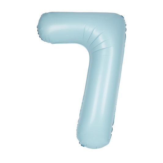Matte Powder Blue Number 7 Shaped Foil Balloon 34"  Packaged