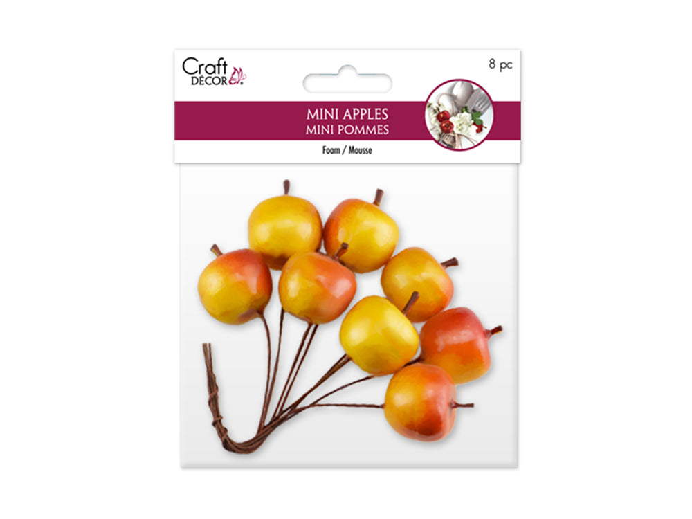 Craft Decor: 2.5cm Mini Apple Picks 8pc Foam Glossy B) Golden Delicious