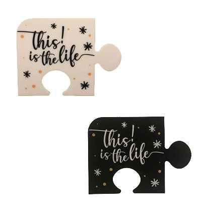 *SILICONE 4PK-PUZZLE COASTER SET-TITL-B/W