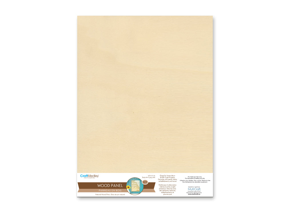 Wood Craft: 9"x11.6" DIY Art Panel Natural 0.7" Deep