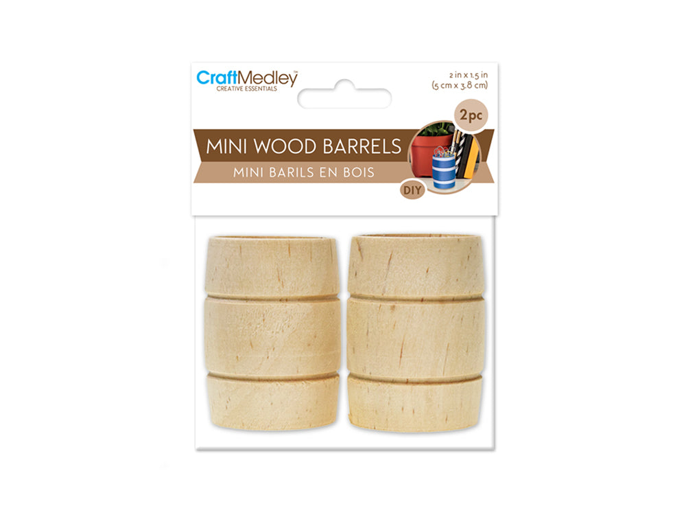 Craftwood: 2"x1.5" Mini Barrels 2pc Natural Routered