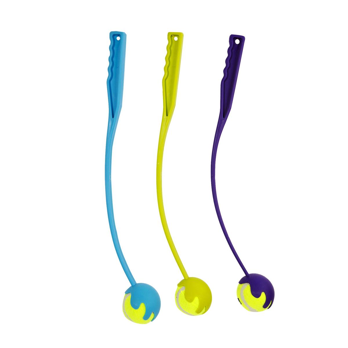 PAWS. 19.5" Tennis Ball and Thrower 3 colours, w/ hang tag, (79135)
