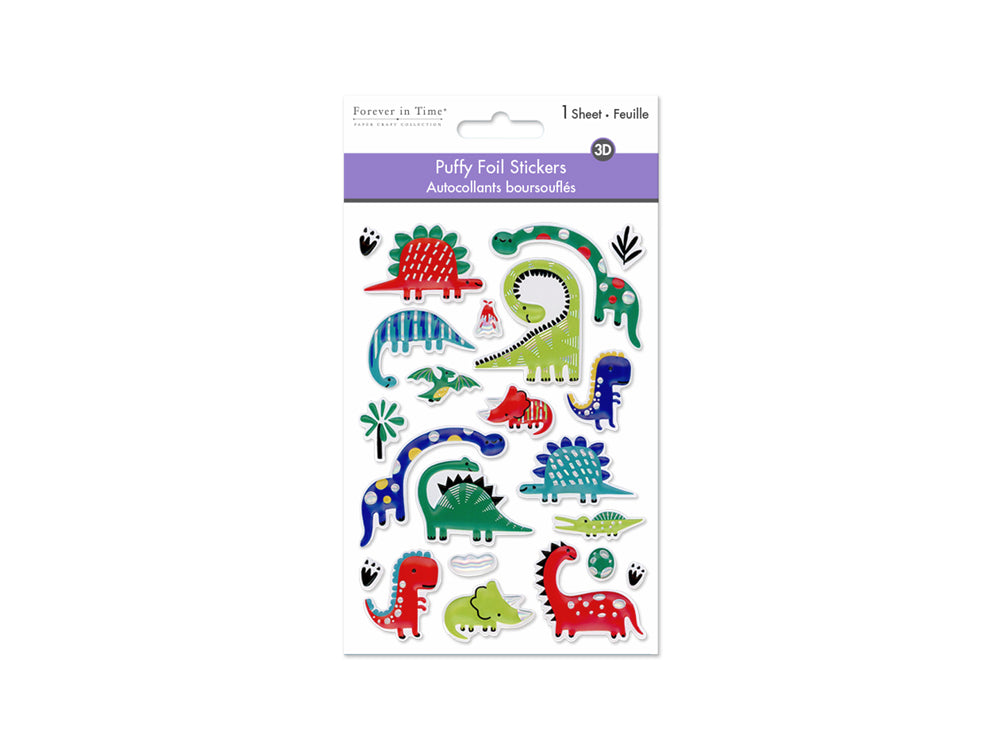 Paper Craft Stickers: 4.3"x6.1" Foil Puffy K) Baby Dinos