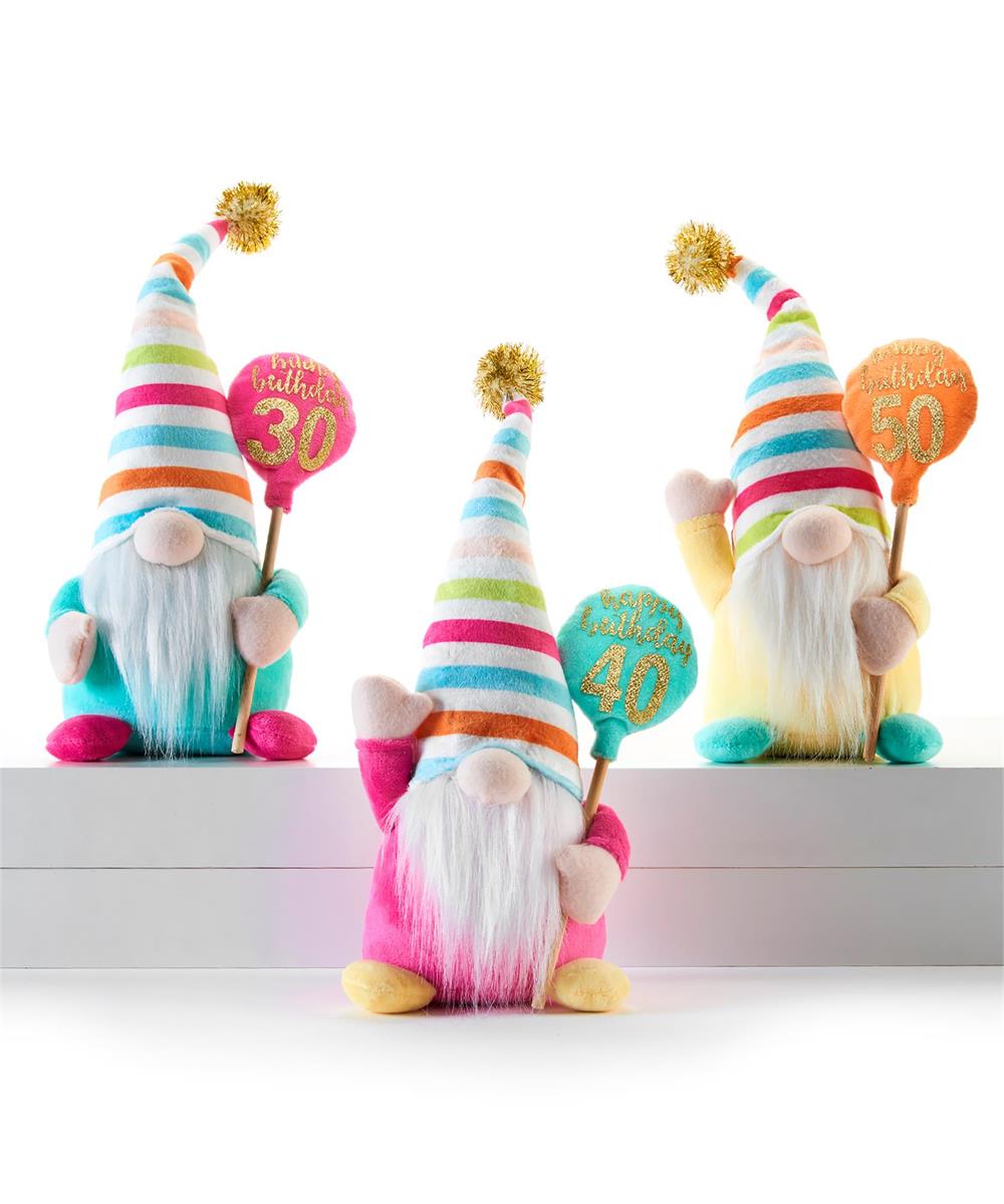 Plystr.Plush Milestone Gnome, 3 Asst., H:1"