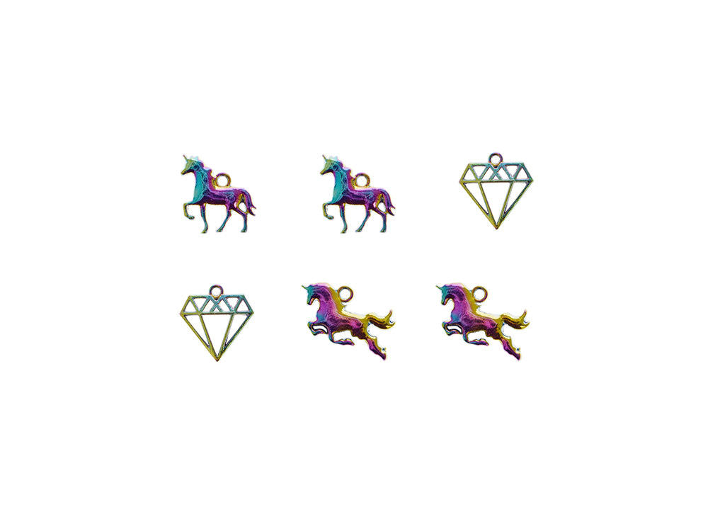 Paper Craft Embellishment: A/B Finish Metal Charms Themed F) Unicorn