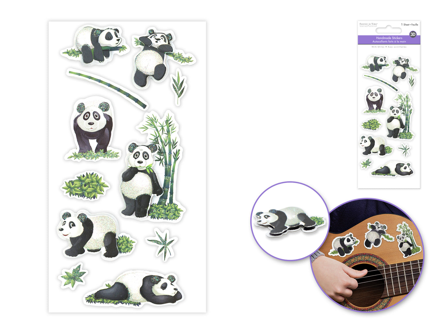 Handmade Sticker: 3D Glitter Cardstock Elements 250gsm H) Panda Life (Copy)
