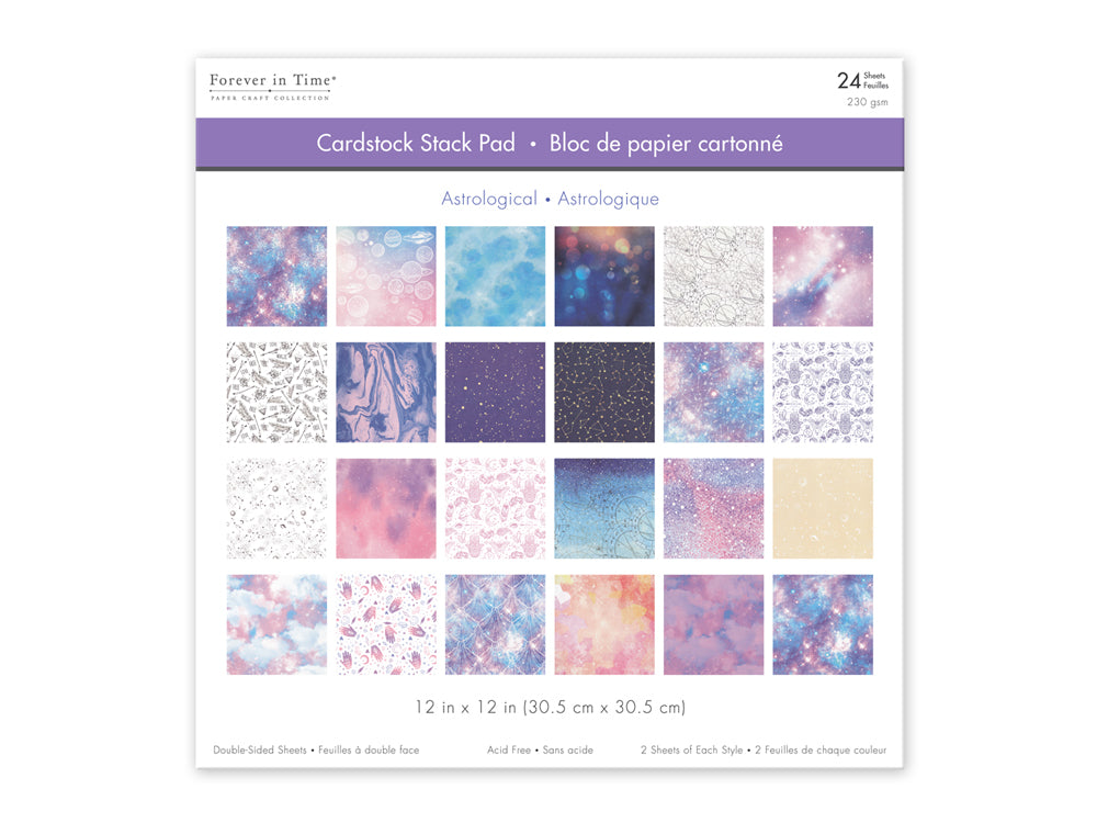 Cardstock: 12"x12" Themed Stack Pad x24 Double-Sided (24 Designs) 230GSM F) Astrological
