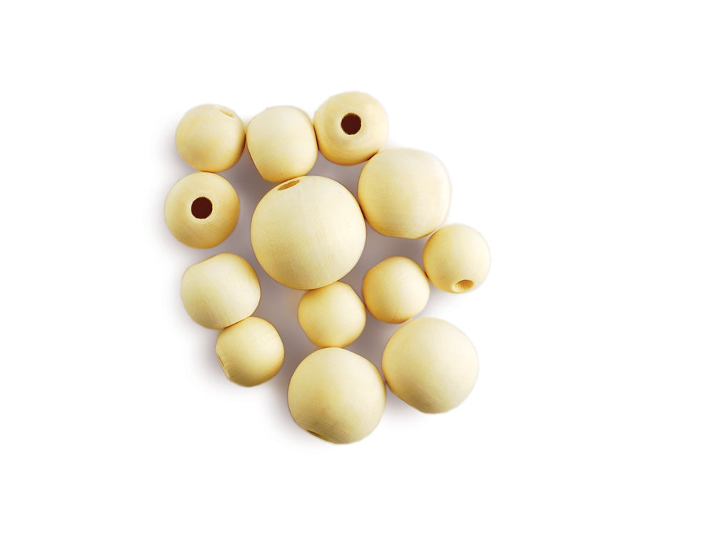 Craftwood: 18mm-30mm Asst Round Beads 13/pk Natural
