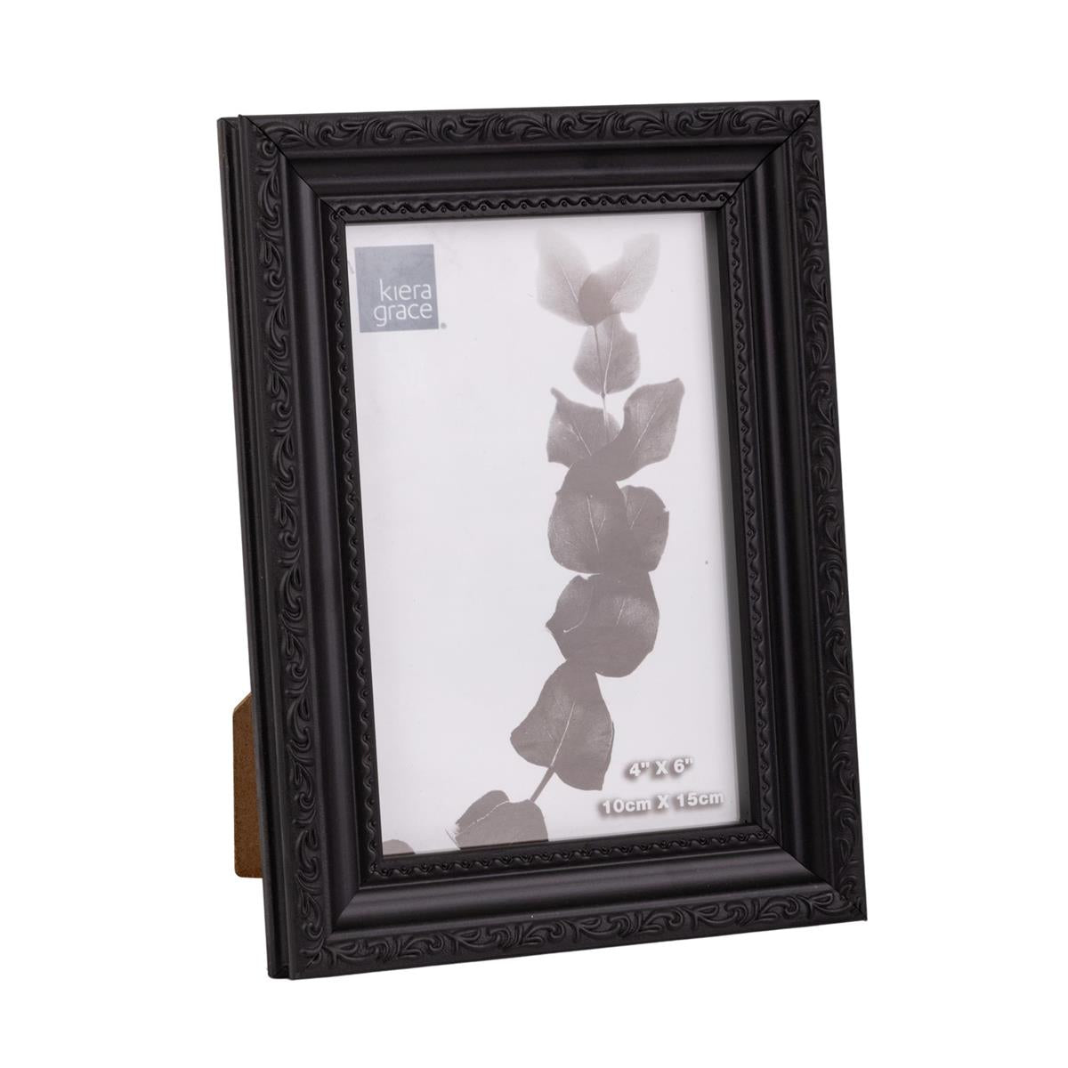 KG Claire 4X6" Frame, Black W/RAISED LEAF BORDER (AZ)