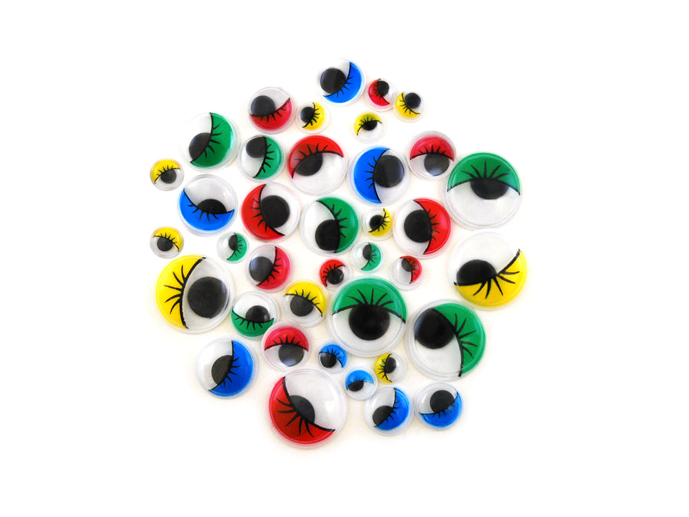 Paste-On Googly Eyes: Lashes 8mm-20mm Asst Colors 38/pk